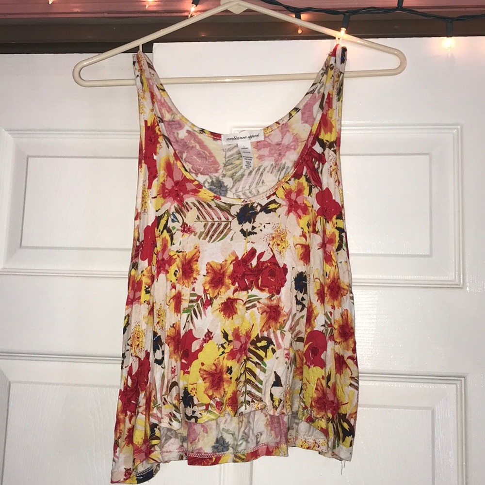 crop tank flower pattern